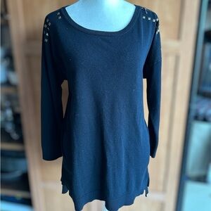 Black & Gold Studded Cable & Gauge Sweater